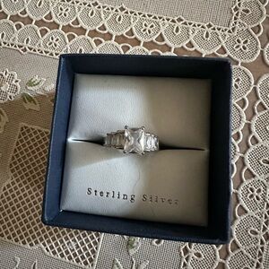 Sterling silver crystal engagement ring 6
